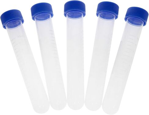 VAKTOK-أنبوب الطرد المركزي البلاستيكي، أنبوب تجميع أنابيب الاختبار البلاستيكية مع الجوز والمقياس، حاوية قارورة مستديرة سفلية مجمدة من البلاستيك المختبري - 16 قطعة in Kuwait