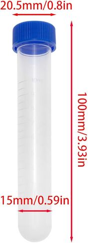 VAKTOK-أنبوب الطرد المركزي البلاستيكي، أنبوب تجميع أنابيب الاختبار البلاستيكية مع الجوز والمقياس، حاوية قارورة مستديرة سفلية مجمدة من البلاستيك المختبري - 16 قطعة in Kuwait