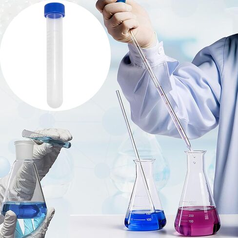 VAKTOK-أنبوب الطرد المركزي البلاستيكي، أنبوب تجميع أنابيب الاختبار البلاستيكية مع الجوز والمقياس، حاوية قارورة مستديرة سفلية مجمدة من البلاستيك المختبري - 16 قطعة in Kuwait