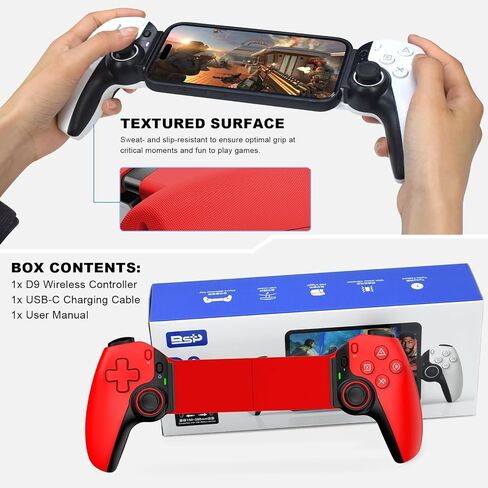 Megadream Wireless Controller for iPad, Tablet, iPhone/Android/PC/Switch/PS3/PS4 Gamepad Joystick with Turbo, Supports Mobile Cloud Game, Streaming on PS5/PS4/Xbox/PC, iPhone 15/14, COD, Red in Saudi Arabia