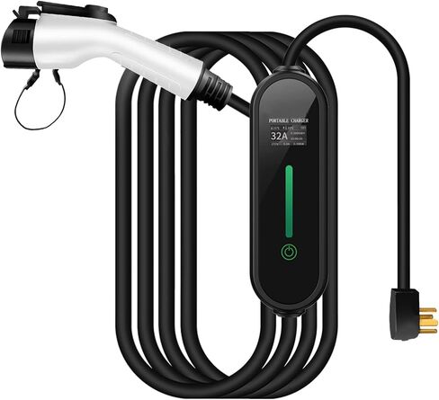 Simmpatuu Level 2 EV Charger, 32A 7KW Portable Electric Vehicle Charger with Charging Cable NEMA 14-50 Plug, 8A /10A/13A/16A/32A Adjustable Plug-in EV Charging Station for Electric Cars in Saudi Arabia