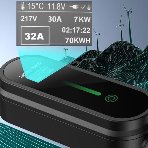 Simmpatuu Level 2 EV Charger, 32A 7KW Portable Electric Vehicle Charger with Charging Cable NEMA 14-50 Plug, 8A /10A/13A/16A/32A Adjustable Plug-in EV Charging Station for Electric Cars in Saudi Arabia