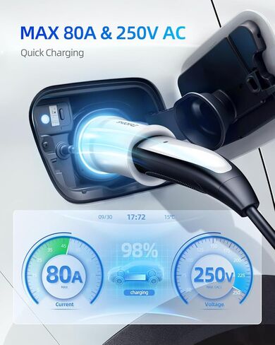 محول تيسلا إلى J1772، 80 أمبير 250 فولت بحد أقصى صغير وخفيف الوزن J1772 EVs محول J1772 EVs لموصل الحائط المحمول لشاحن Tesla Destination، أبيض in Kuwait