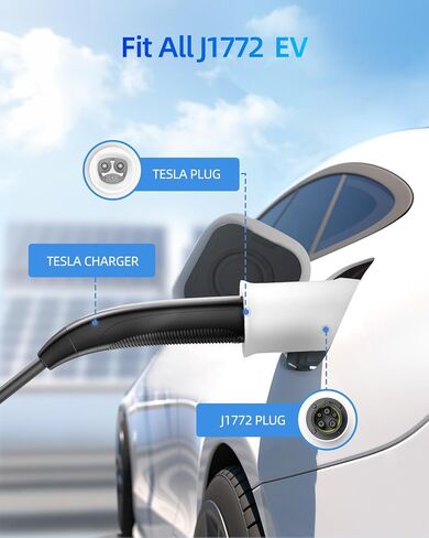 محول تيسلا إلى J1772، 80 أمبير 250 فولت بحد أقصى صغير وخفيف الوزن J1772 EVs محول J1772 EVs لموصل الحائط المحمول لشاحن Tesla Destination، أبيض in Kuwait