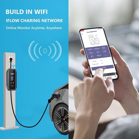 iFlow P7 EV Charger, 32Amp Level 2 for Portable & Wall Charger, WiFi Enabled Adjustable & Universal EVSE(NEMA 14-50 Plug, 23 Ft Cable) in Saudi Arabia