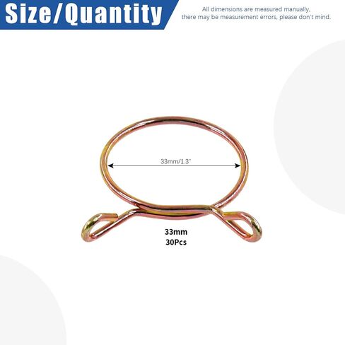 Glarks 30Pcs 33MM Fuel Line Hose Clamps Tube Spring Clips Clamps Set for Auto Motorcycle (33MM) in Saudi Arabia