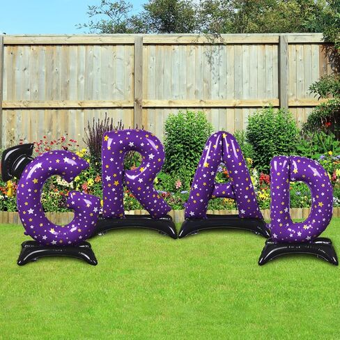 Graduation Party Decorations-Blue Standing 'Grad' Foil Balloon Phrase - Graduation Party Supplies for Indoor/Outdoor Celebrations graduation yard signs class of 2024 in Saudi Arabia