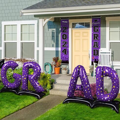 Graduation Party Decorations-Blue Standing 'Grad' Foil Balloon Phrase - Graduation Party Supplies for Indoor/Outdoor Celebrations graduation yard signs class of 2024 in Saudi Arabia