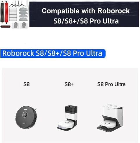 مجموعة إكسسوارات مكونة من 20 قطعة للمكنسة الكهربائية Roborock S8/ S8 Pro Ultra Robot الكهربائية، مجموعة واحدة من الفرشاة الرئيسية، 1 فرشاة دوارة، 4 مرشحات HEPA، 6 فرش جانبية، 4 وسادات قماش ممسحة، 2 كيس غبار، 1 أداة تنظيف in Saudi Arabia