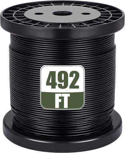 492 Feet 304 Stainless Steel Vinyl Coated Wire Rope Black 1/16 Inch Overmolded to 3/32 Inch, with Cutter 7x7 Strands for Globe String Lights Hanging Clotheslines Outdoor Light Guide Wire in Saudi Arabia
