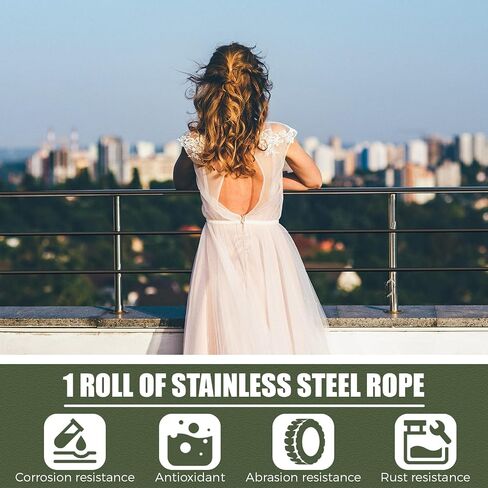 492 Feet 304 Stainless Steel Vinyl Coated Wire Rope Black 1/16 Inch Overmolded to 3/32 Inch, with Cutter 7x7 Strands for Globe String Lights Hanging Clotheslines Outdoor Light Guide Wire in Saudi Arabia