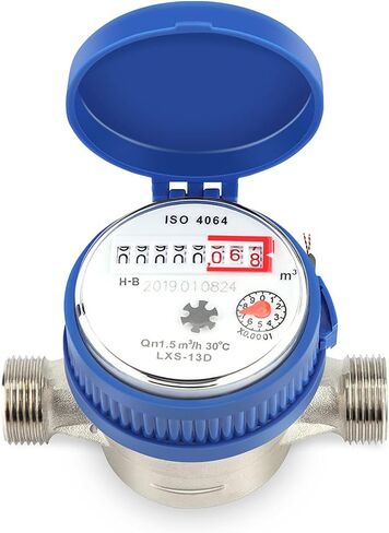 GOTOTOP Water Fow Meter, 15mm 1/2 inch Cold Water Meter Read of Cubic Meters for Garden Home Using with Fittings, Blue in Saudi Arabia