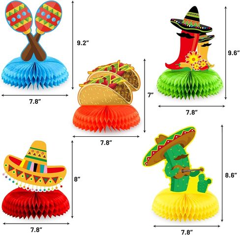 قطعة مركزية للطاولة على شكل قرص العسل من Fiesta لتزيين الحفلات المكسيكية سينكو دي مايو قطعة مركزية على شكل قرص العسل لمستلزمات الديكور ذات الطابع المكسيكي 5 قطع in Kuwait