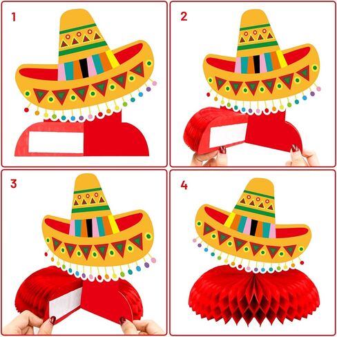 قطعة مركزية للطاولة على شكل قرص العسل من Fiesta لتزيين الحفلات المكسيكية سينكو دي مايو قطعة مركزية على شكل قرص العسل لمستلزمات الديكور ذات الطابع المكسيكي 5 قطع in Kuwait