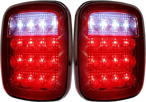 أضواء ذيل المقطورة 16 أضواء مقطورة شاحنة LED مع عكس، مجموعة مصابيح احتياطية لفرامل الذيل الخلفي العالمي للمقطورات وRVs والشاحنات الصغيرة وسيارات الدفع الرباعي Wrangler CJ YJ TJ JK in Kuwait