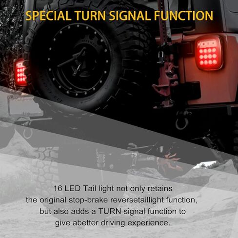 أضواء ذيل المقطورة 16 أضواء مقطورة شاحنة LED مع عكس، مجموعة مصابيح احتياطية لفرامل الذيل الخلفي العالمي للمقطورات وRVs والشاحنات الصغيرة وسيارات الدفع الرباعي Wrangler CJ YJ TJ JK in Kuwait