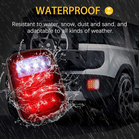 أضواء ذيل المقطورة 16 أضواء مقطورة شاحنة LED مع عكس، مجموعة مصابيح احتياطية لفرامل الذيل الخلفي العالمي للمقطورات وRVs والشاحنات الصغيرة وسيارات الدفع الرباعي Wrangler CJ YJ TJ JK in Kuwait