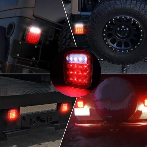 أضواء ذيل المقطورة 16 أضواء مقطورة شاحنة LED مع عكس، مجموعة مصابيح احتياطية لفرامل الذيل الخلفي العالمي للمقطورات وRVs والشاحنات الصغيرة وسيارات الدفع الرباعي Wrangler CJ YJ TJ JK in Kuwait