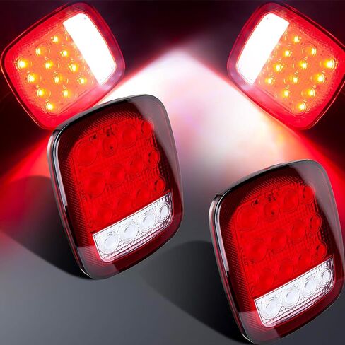 أضواء ذيل المقطورة 16 أضواء مقطورة شاحنة LED مع عكس، مجموعة مصابيح احتياطية لفرامل الذيل الخلفي العالمي للمقطورات وRVs والشاحنات الصغيرة وسيارات الدفع الرباعي Wrangler CJ YJ TJ JK in Kuwait