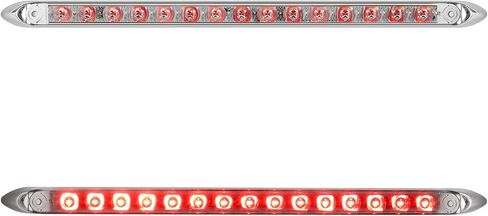 Partsam 2Pcs 12" Red Led Trailer Tail Light Bar 15-2835-SMD Clear Lens w Chrome Bezel Waterproof Sealed Thin Stop/Turn/Tail ID Marker Third 3rd Brake Tail Light Bar for Truck Trailer RV Surface Mount in Saudi Arabia
