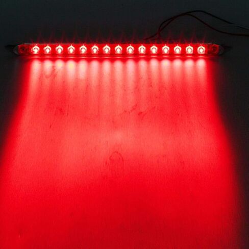 Partsam 2Pcs 12" Red Led Trailer Tail Light Bar 15-2835-SMD Clear Lens w Chrome Bezel Waterproof Sealed Thin Stop/Turn/Tail ID Marker Third 3rd Brake Tail Light Bar for Truck Trailer RV Surface Mount in Saudi Arabia