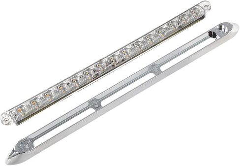Partsam 2Pcs 12" Red Led Trailer Tail Light Bar 15-2835-SMD Clear Lens w Chrome Bezel Waterproof Sealed Thin Stop/Turn/Tail ID Marker Third 3rd Brake Tail Light Bar for Truck Trailer RV Surface Mount in Saudi Arabia