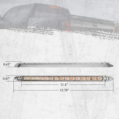 Partsam 2Pcs 12" Red Led Trailer Tail Light Bar 15-2835-SMD Clear Lens w Chrome Bezel Waterproof Sealed Thin Stop/Turn/Tail ID Marker Third 3rd Brake Tail Light Bar for Truck Trailer RV Surface Mount in Saudi Arabia