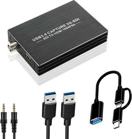 بطاقة التقاط VGA، جهاز التقاط VGA إلى USB مع حلقة VGA، ومدخل ميكروفون يدعم فيديو HD 720P للألعاب، والبث، والتدريس، ومؤتمرات الفيديو، والبث المباشر in Kuwait