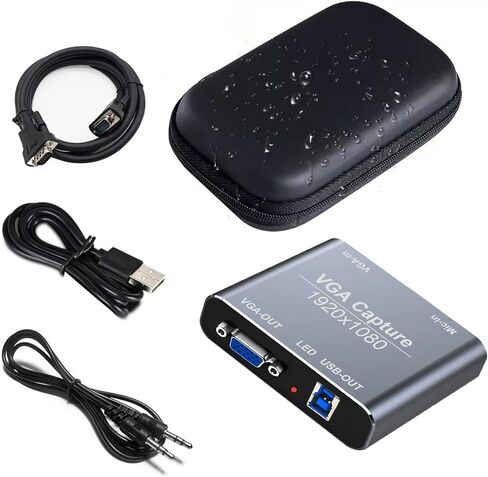 بطاقة التقاط VGA، جهاز التقاط VGA إلى USB مع حلقة VGA، ومدخل ميكروفون يدعم فيديو HD 720P للألعاب، والبث، والتدريس، ومؤتمرات الفيديو، والبث المباشر in Saudi Arabia