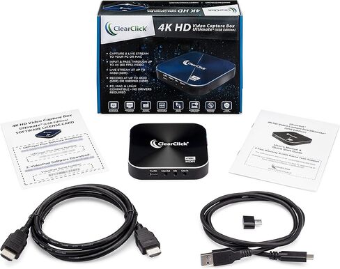 ClearClick 4K HD Video Capture Box Ultimate (إصدار USB) - التسجيل والبث المباشر 4K30 أو 1080P من أنظمة الألعاب 4K60 HDR HDMI وكاميرات الفيديو وDSLRs in Kuwait