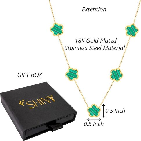 5 Leaf Clover Choker Necklace for Women 18K Gold Plated Stainless Steel Black Lucky Five Leaf Dangle Chain Jewelry Gift for Mother and Daughter in Kuwait