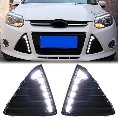 LED DRL Fog Lamp Bezel for Ford Focus 2012 2013 2014 Front Lower Bumper Grille Driving Daytime Running Light in Saudi Arabia