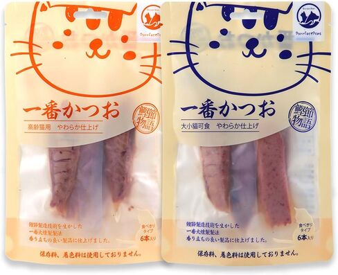 Purrfect Paws Cat Snacks - Natural Hand-Cut Tuna Treats/Cat Complement Nutritious and Delicious Cat Topper 2.3 Ounces Easy to Digest Suitable Cat Broth for All Cats(Bonito*6) in Saudi Arabia