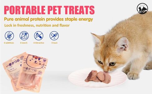 Purrfect Paws Cat Snacks - Natural Hand-Cut Tuna Treats/Cat Complement Nutritious and Delicious Cat Topper 2.3 Ounces Easy to Digest Suitable Cat Broth for All Cats(Bonito*6) in Saudi Arabia