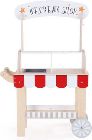 عربة آيس كريم خشبية للأطفال من لابيب، شاحنة آيس كريم للأطفال الصغار، حامل لعب تظاهري للأطفال بعمر 3-8 سنوات، عربة لعب الآيس كريم للأطفال مع سبورة سوداء، جرس حلقي، مصاصة ثلج لعمر 36 شهرًا+ بنات وأولاد in Kuwait
