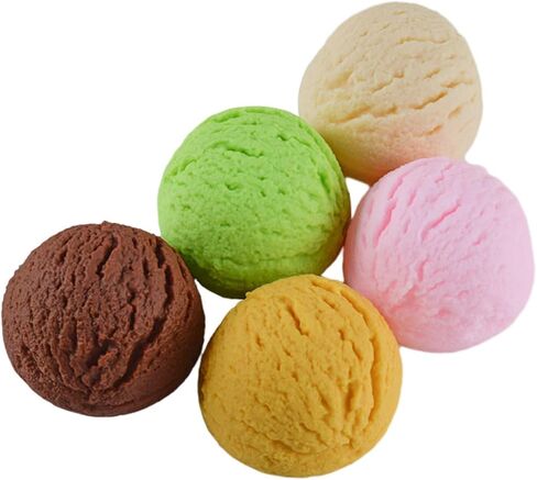 TOYANDONA 5pcs Simulation Ice Cream Simulation Dessert Toy Fake Ice Cream Balls Artificial Ice Cream Scoops Fake Dessert Models Bread Photography Prop Ice Cream Model Food Play PVC Egg Roll in Saudi Arabia