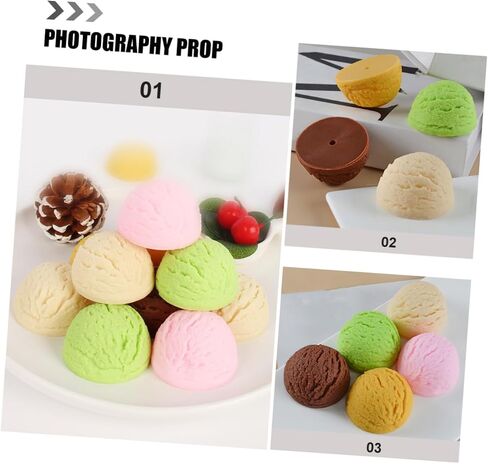 TOYANDONA 5pcs Simulation Ice Cream Simulation Dessert Toy Fake Ice Cream Balls Artificial Ice Cream Scoops Fake Dessert Models Bread Photography Prop Ice Cream Model Food Play PVC Egg Roll in Saudi Arabia