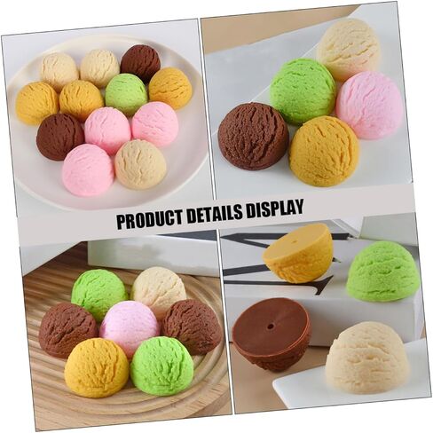TOYANDONA 5pcs Simulation Ice Cream Simulation Dessert Toy Fake Ice Cream Balls Artificial Ice Cream Scoops Fake Dessert Models Bread Photography Prop Ice Cream Model Food Play PVC Egg Roll in Saudi Arabia