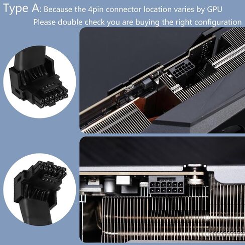 GELRHONR PCI-e 5.0 12VHPWR 90 درجة 16Pin (12+4) كابل تمديد أنثى إلى ذكر لـ RTX 4070 4080 4090 4070Ti 4080Ti بطاقة الرسومات GPU-5.3in (النوع B) in Saudi Arabia