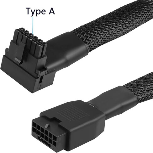 GELRHONR PCI-e 5.0 12VHPWR 90 درجة 16Pin (12+4) كابل تمديد أنثى إلى ذكر لـ RTX 4070 4080 4090 4070Ti 4080Ti بطاقة الرسومات GPU-5.3in (النوع B) in Saudi Arabia