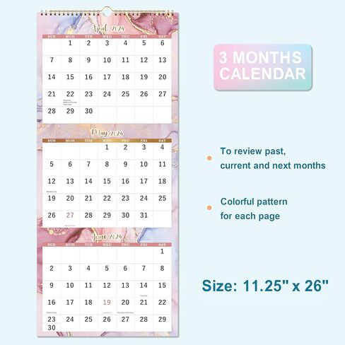 تقويم حائط 2024-2025 - تقويم 3 أشهر عرض 2024-2025 (مطوي في شهر)، أبريل 2024 - يوليو 2025، 11 بوصة × 26 بوصة، 2024-2025 تقويم عمودي in Kuwait