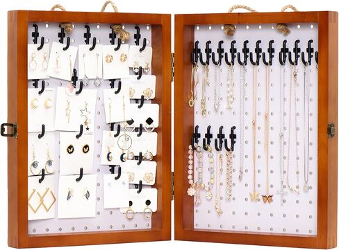 Folding Peg Board Display Stand For Vendors Included 40 Hooks - Jewelry Display For Craft Show - Tabletop Pegboard Earring Display For Vendor Events - Necklace Display Rack For Selling (Black) in Kuwait