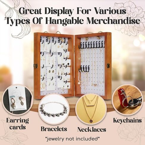 Folding Peg Board Display Stand For Vendors Included 40 Hooks - Jewelry Display For Craft Show - Tabletop Pegboard Earring Display For Vendor Events - Necklace Display Rack For Selling (Black) in Kuwait