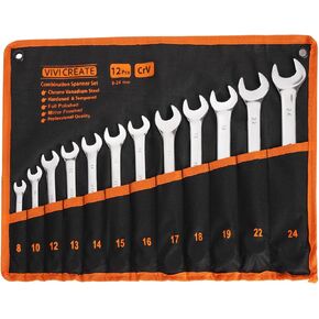 مجموعة مفاتيح ربط مكونة من 12 قطعة، مجموعة مفاتيح ربط مترية 8 مم - 24 مم، مجموعات مفاتيح مجمعة مع حقيبة تخزين قماش أكسفورد للمنزل، المرآب، إصلاح السيارات والاستخدام في حالات الطوارئ - صنع في الهند in Kuwait