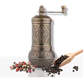 Handmade Decorative Black Pepper Grinder, Refillable Turkish Spice Mill Manual Pepper Mill with Handle, Spice Grinder Metal with Hand Crank 11 cm-4.3 inch in Saudi Arabia
