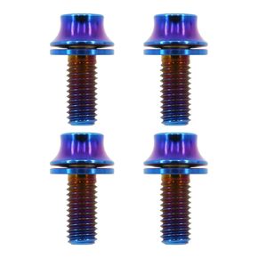 4 قطع من مسامير التيتانيوم M5x12mm بتصميم خفيف الوزن | مثالية لمثبتات البيئات الرطبة/المالحة لمسامير قفص زجاجات المياه للدراجات (أزرق محروق) in Kuwait