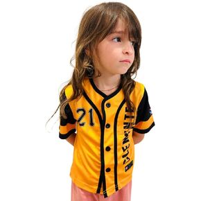 Puerto Rico Clemente Yellow Shirt - Kids' Yellow Lightweight Button Baseball Jersey, Unisex Shirts for Children, in Saudi Arabia
