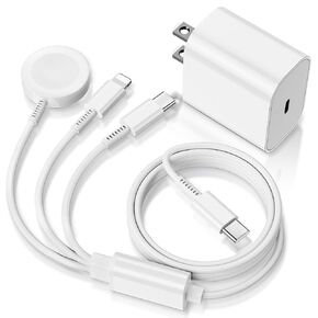 لشاحن ساعة أبل 3 في 1 كابل شحن سريع مع كتلة شاحن USB C 20 وات وسلك كابل iWatch مغناطيسي 3FT لسلسلة iWatch Ultra 3/2/SE/11/10/9/8/7/6/5/4/3/2، iPhone17 15 16 Pro Max/14/13/12 in Kuwait