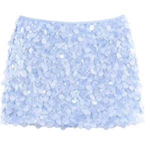 Womens Sequin Skirt Sparkly Sequin Decor Mini Bodycorn Skirts in Saudi Arabia