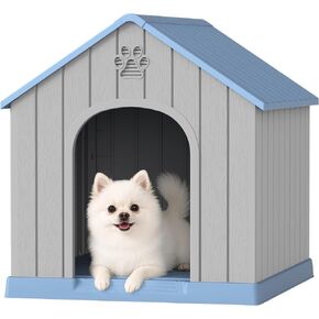 Fancyango Dog House Outdoor Indoor, Weatherproof Dog House with Elevated Floor and Air Vents for Small to Medium Dogs,Easy Clean and Assemble (Grey, 26.18''L × 24.02''W × 25.98''H) in Kuwait
